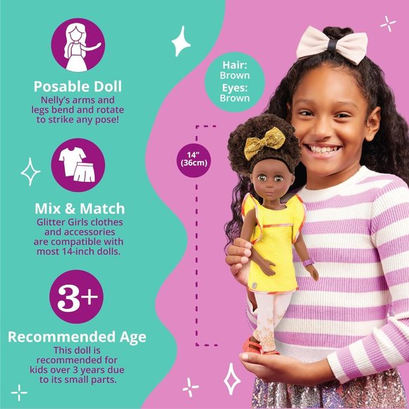 Nelly 14-inch Poseable Fashion Doll for Girls Age 3 & Up - Yellow - Picture 7 of 16